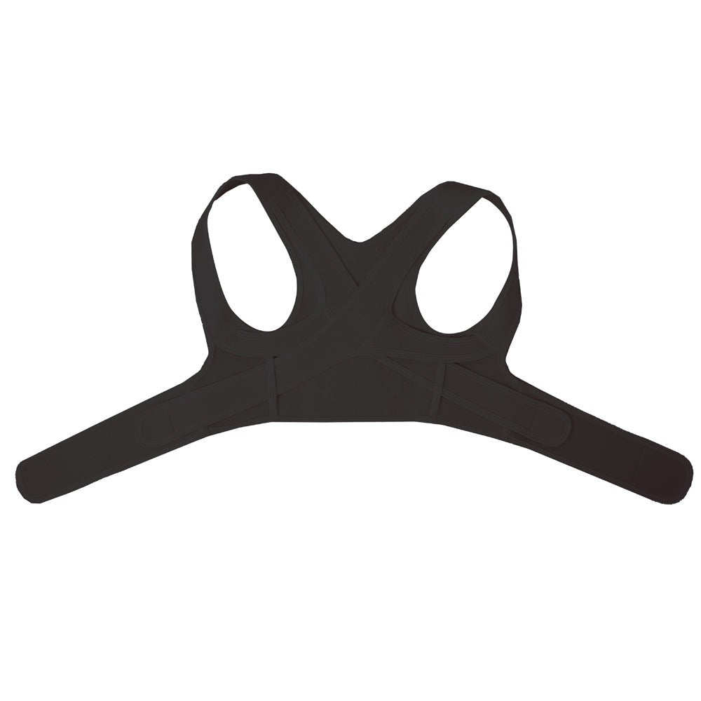 Cross-back posture corrector with shoulder straps and front fastening straps