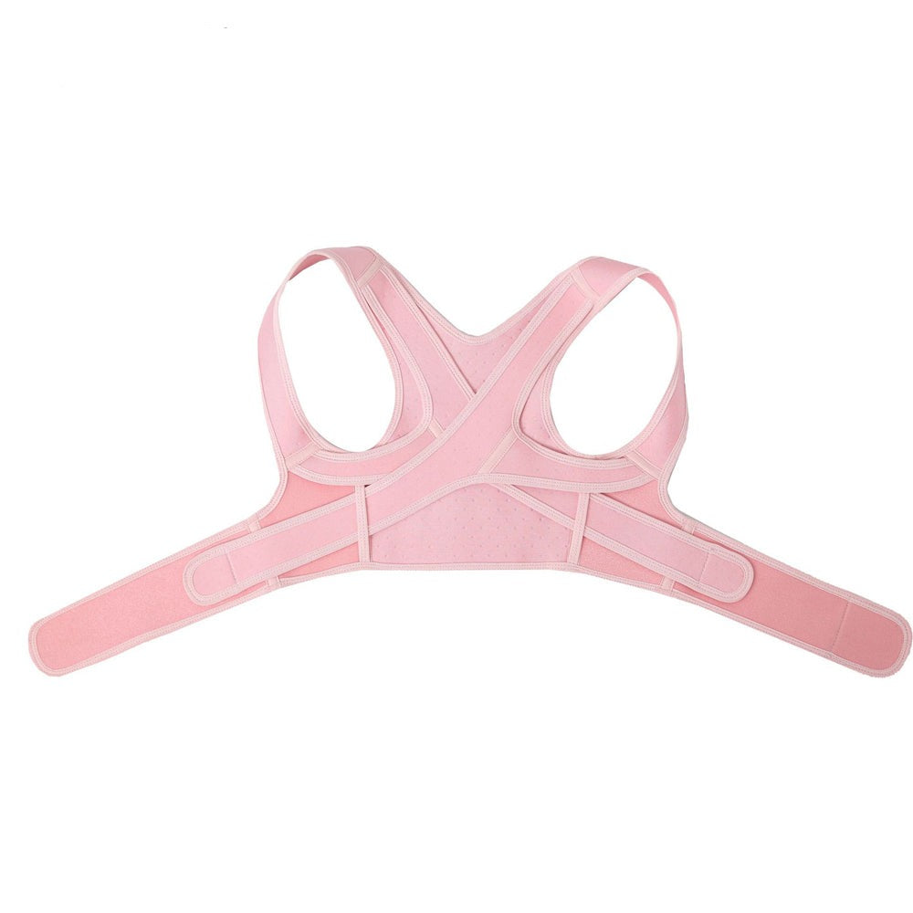 Cross-back posture corrector with shoulder straps and front fastening straps