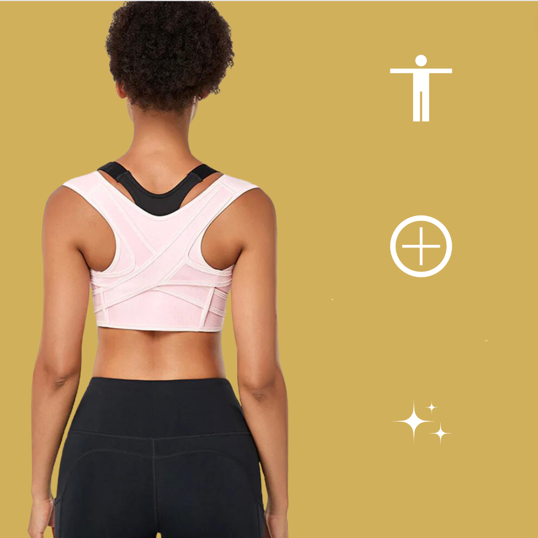 Cross-back posture corrector with shoulder straps and front fastening straps