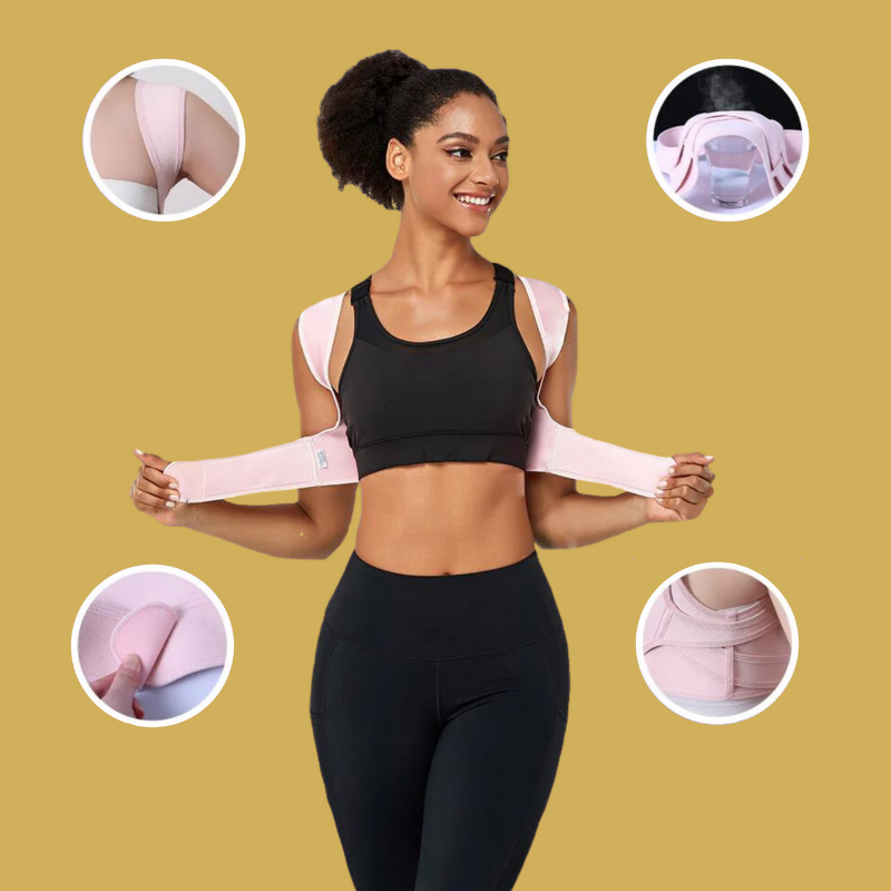 Cross-back posture corrector with shoulder straps and front fastening straps