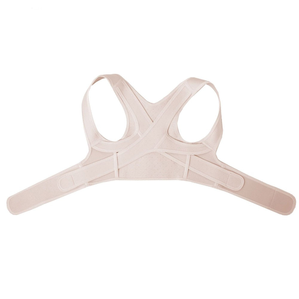 Cross-back posture corrector with shoulder straps and front fastening straps
