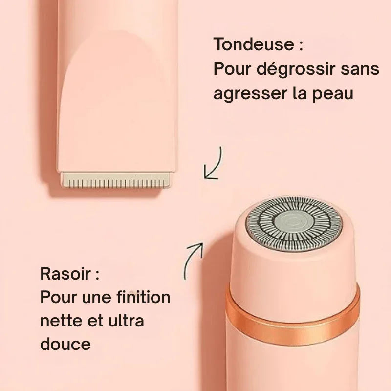 Compact electric handheld hair remover with integrated grooming head