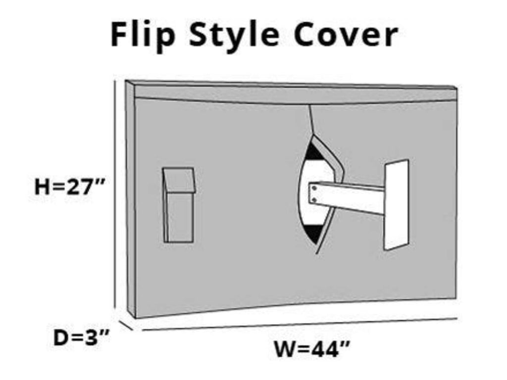 Black outdoor television cover with flip-top front and rear remote pocket