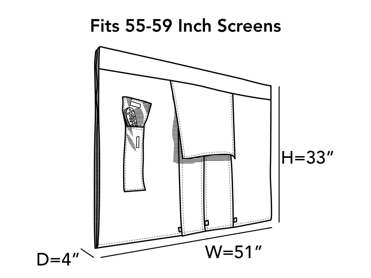 Black full outdoor television cover with front flap and remote pocket
