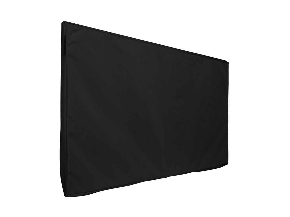 Black half outdoor TV cover with eyelets and fastening cords