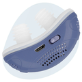 Compact CPAP machine with white nasal interface and side USB port
