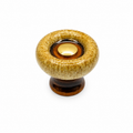 Round glazed ceramic cabinet knob with a contrasting base and central cap