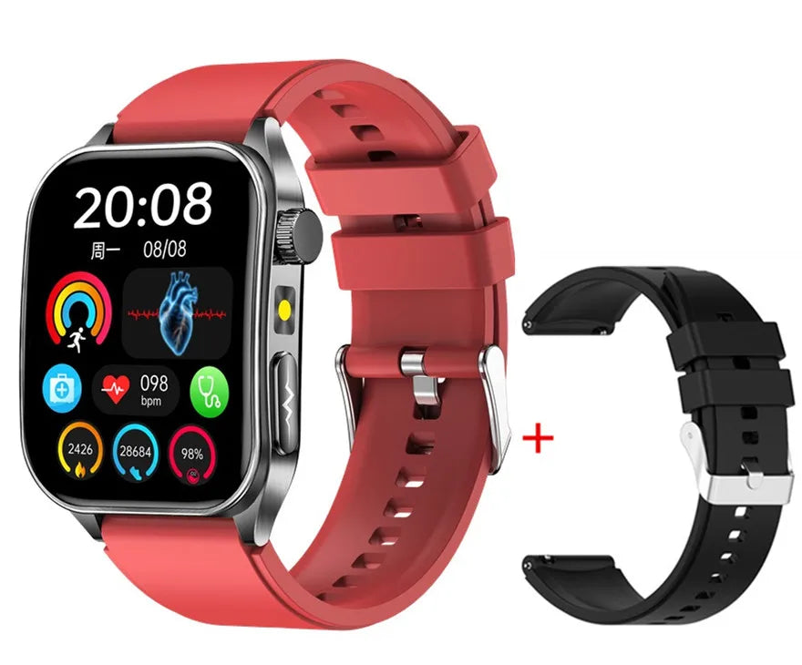 Digital smart watch with rectangular display and separate replacement strap