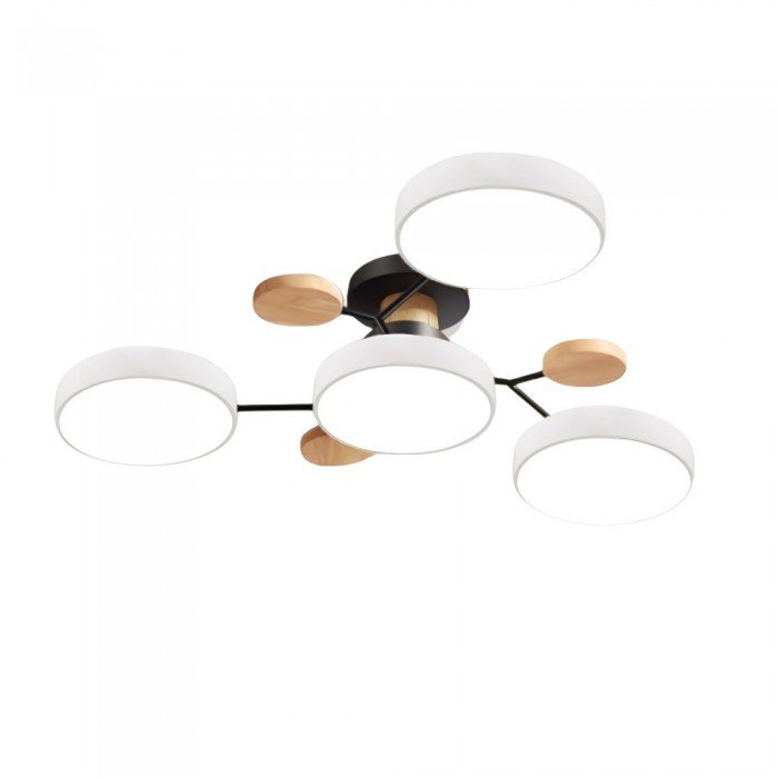 Multi-arm LED ceiling light with circular shades and decorative disc details