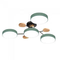 Multi-arm LED ceiling light with circular shades and decorative disc details