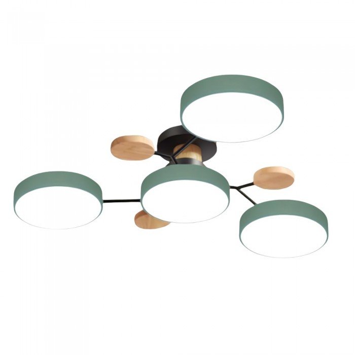 Multi-arm LED ceiling light with circular shades and decorative disc details