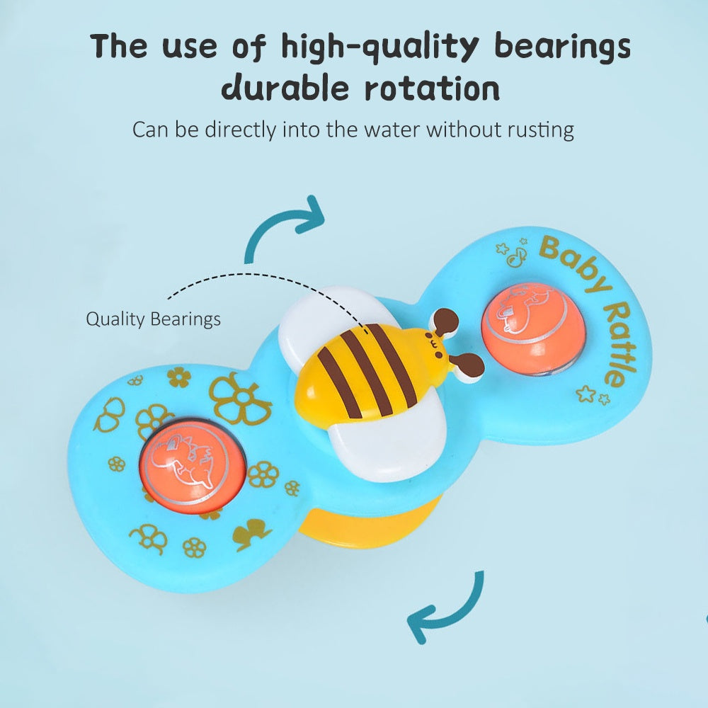 Colourful baby suction cup rattles with spinning insect designs