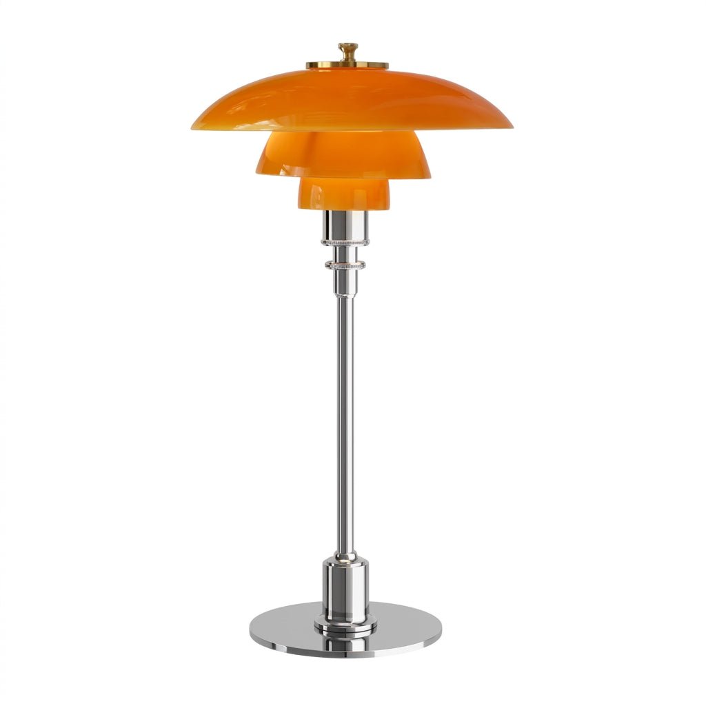 LED table lamp with layered dome shade and round base