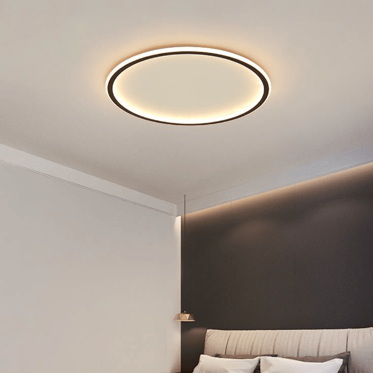 Round LED ceiling light with a slim circular illuminated ring