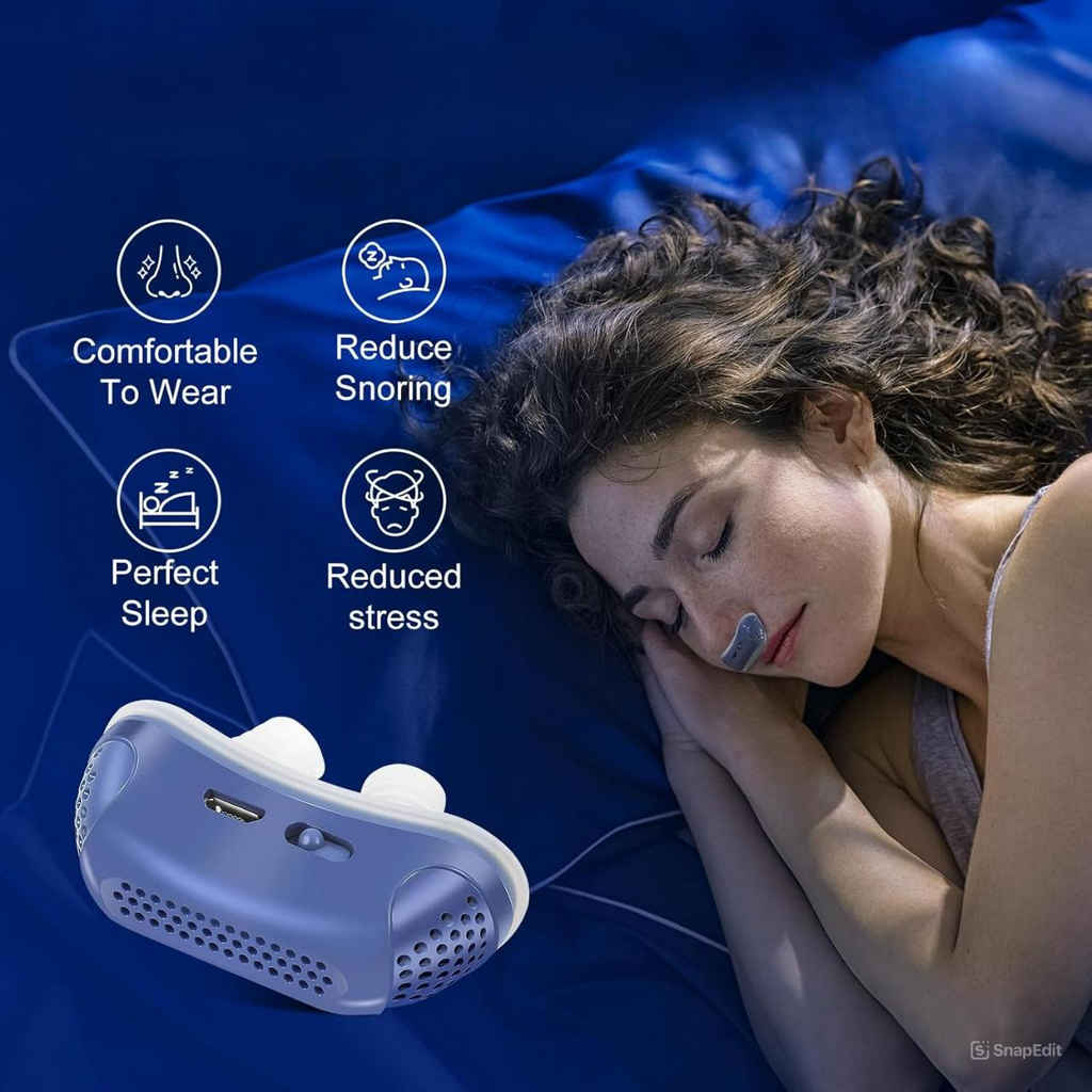Portable electronic sleep aid device with silicone nose pieces and USB port