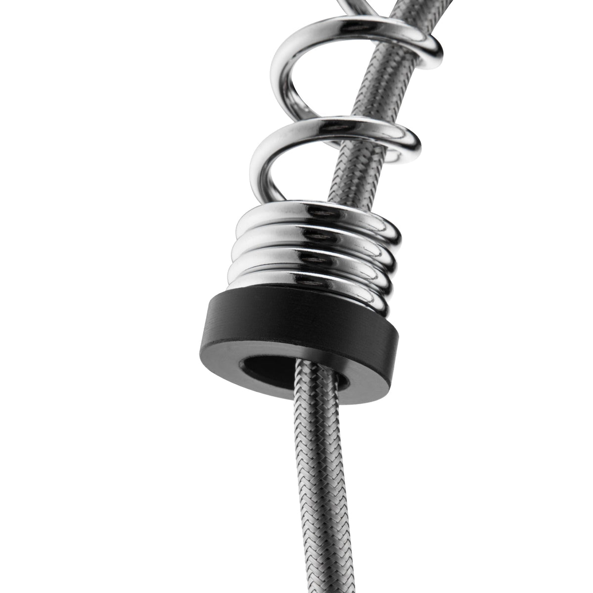 Chrome commercial-style kitchen sink mixer tap with dual spout and spring coil