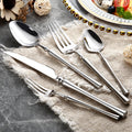 24-piece polished stainless steel cutlery set with knives, forks and spoons