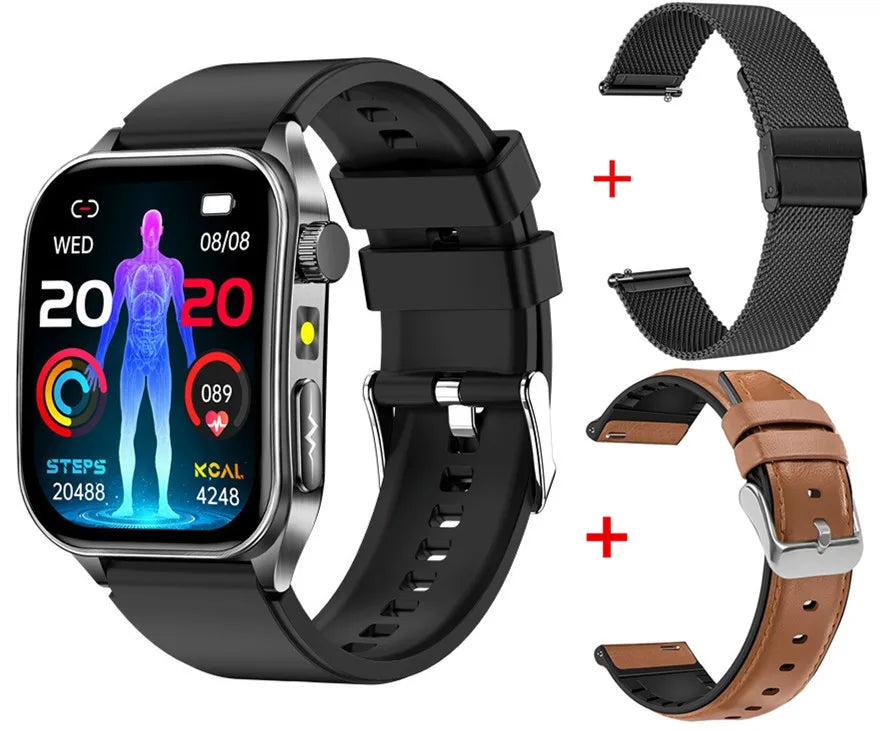 Digital smart watch with rectangular display and separate replacement strap