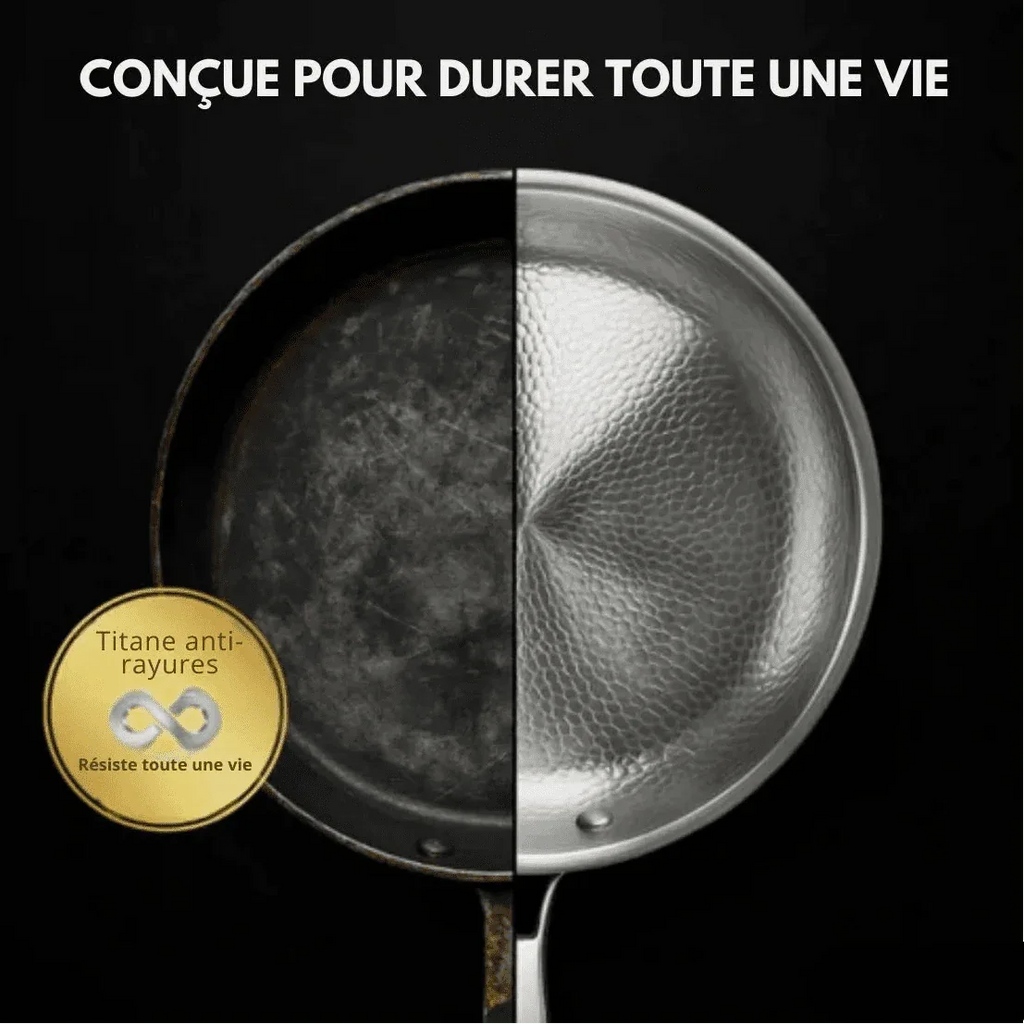 Silver non-stick frying pan with honeycomb cooking surface and long handle