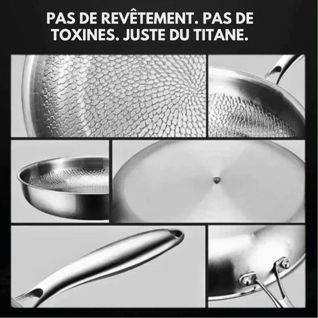 Silver non-stick frying pan with honeycomb cooking surface and long handle
