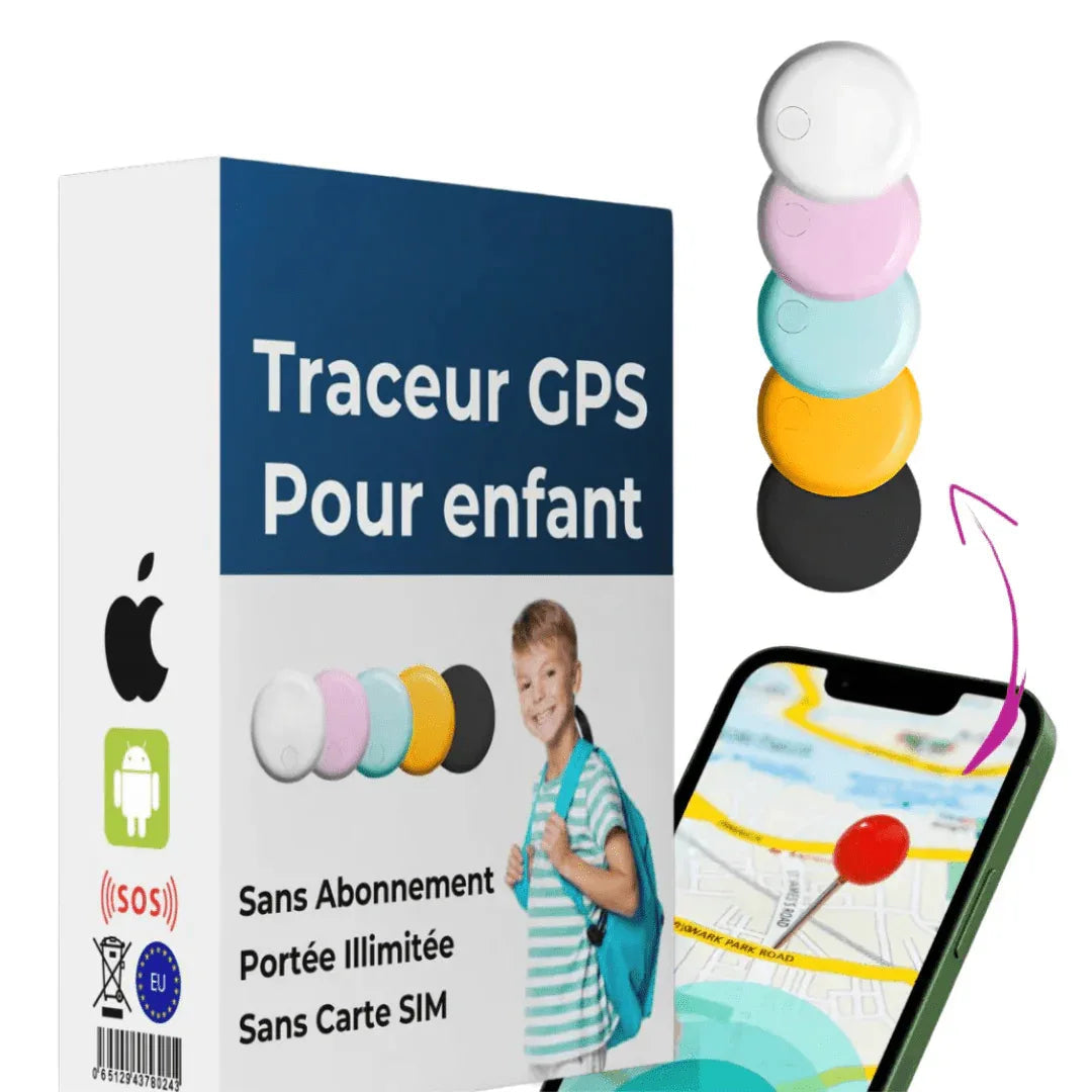Compact rounded GPS tracker for children with mobile app tracking