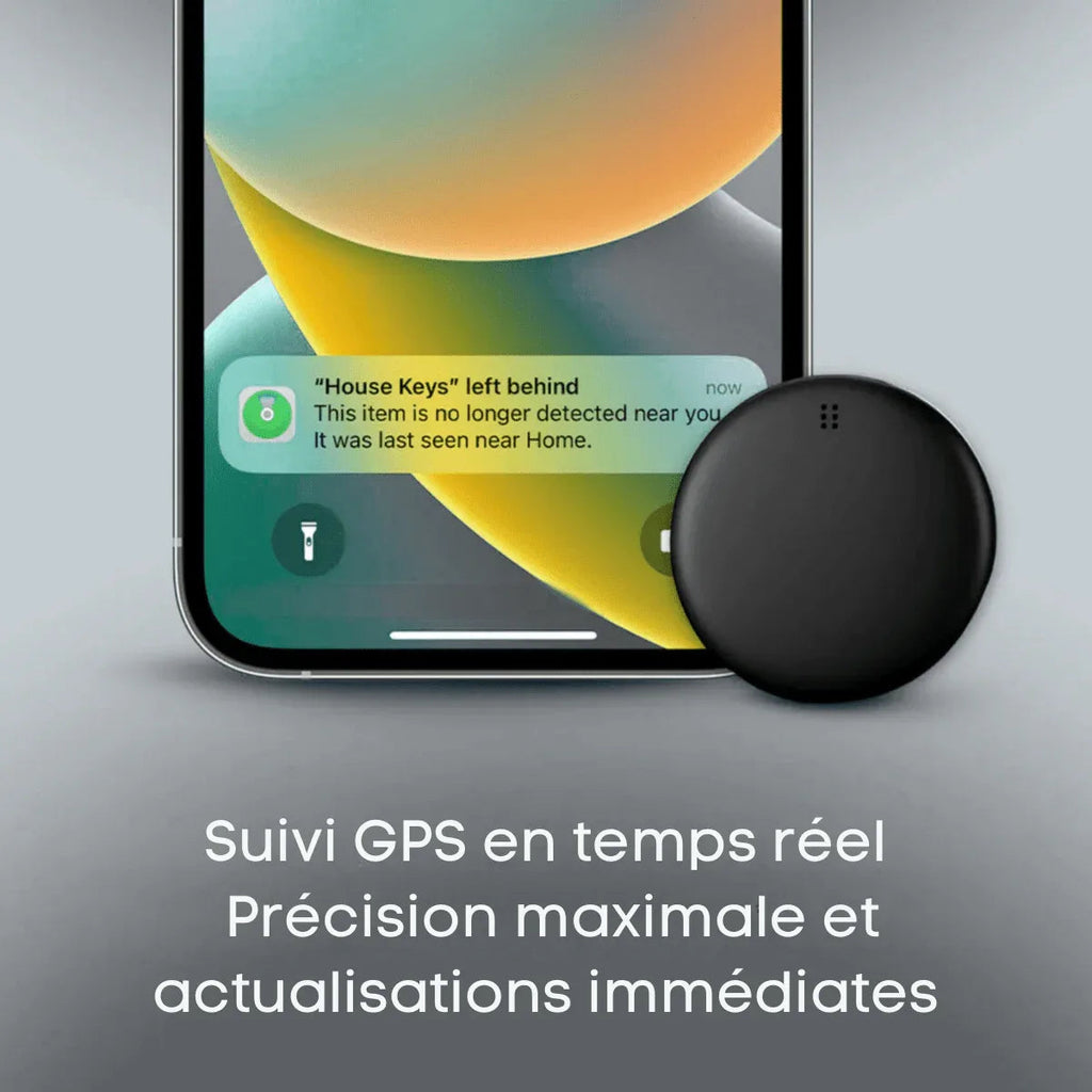 Compact round GPS tracker in white and black