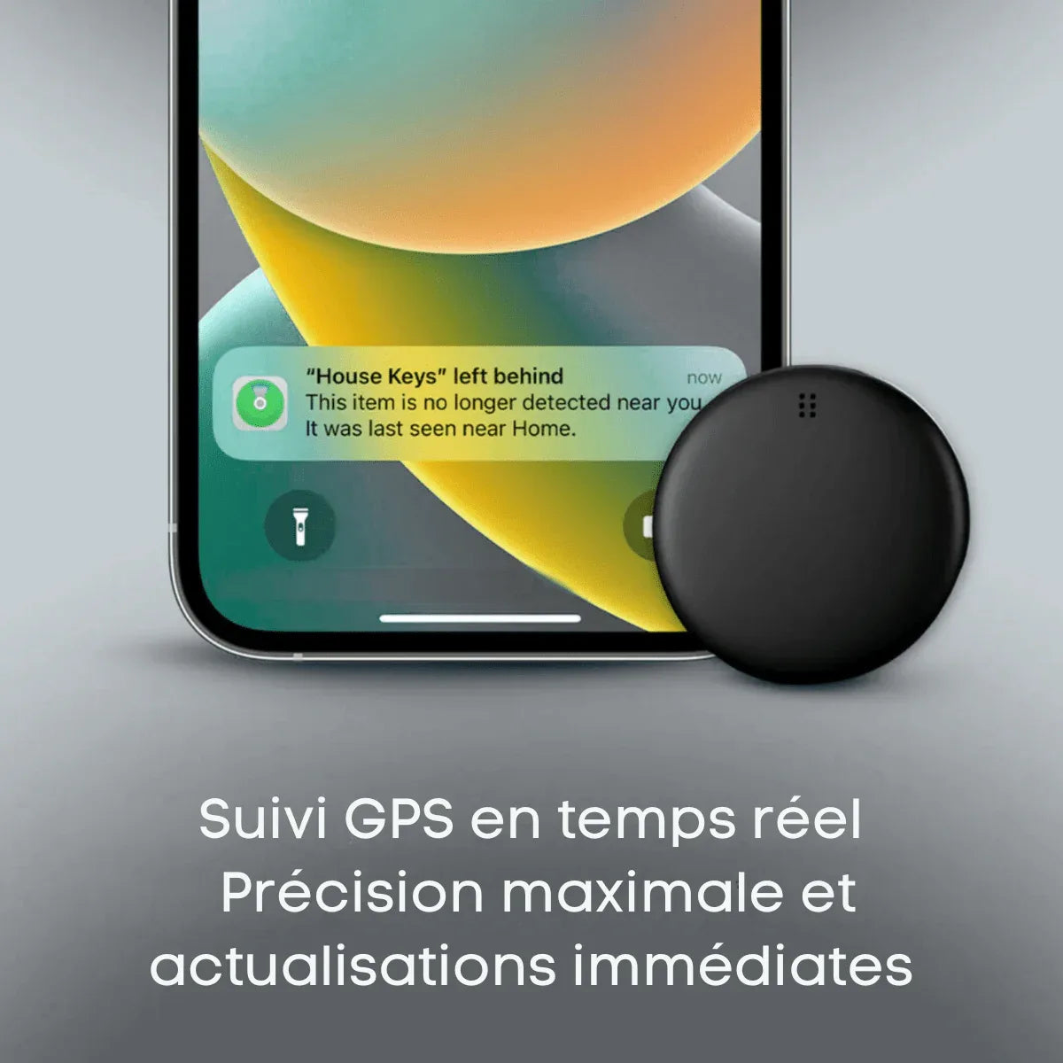 Compact round GPS tracker in white and black