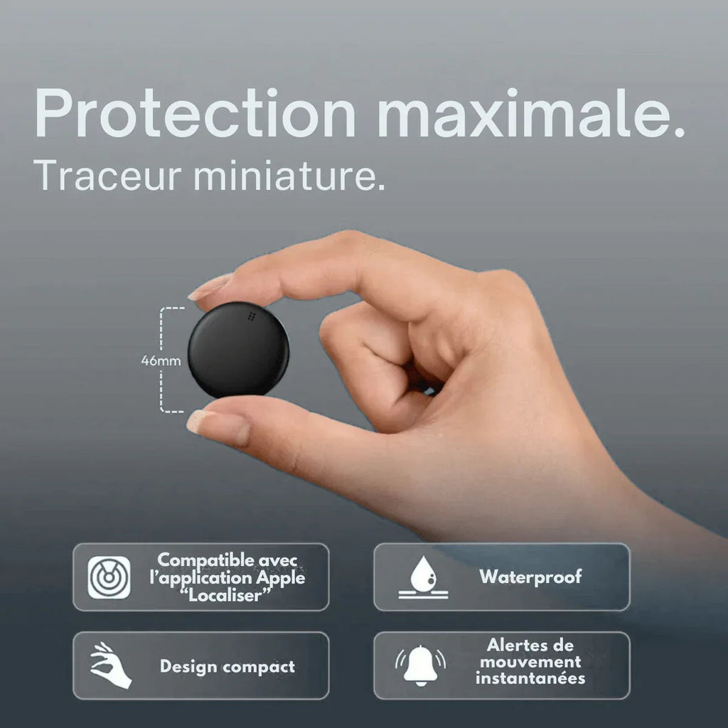 Compact round GPS tracker in white and black
