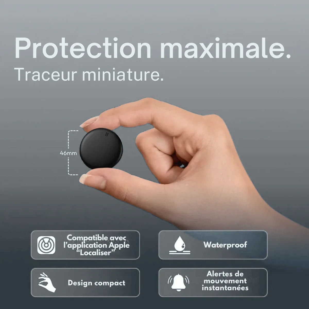 Compact round GPS tracker in white and black
