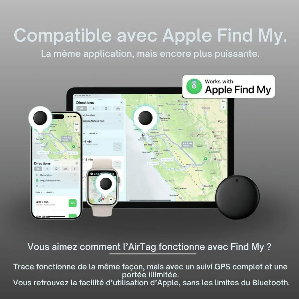 Compact round GPS tracker in white and black