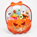Transparent Halloween party favour bags with pumpkin and cauldron designs