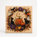 Halloween pearl-like beaded wall art panel with ghosts, pumpkins and stars