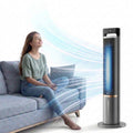 Grey tower air cooler with front vents and circular base